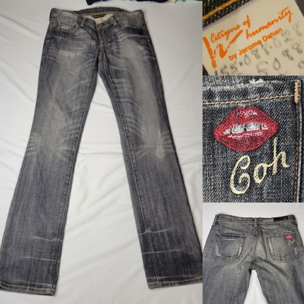 NEW CoH embroidered red lips jeans Citizens of Humanity Lipstick 27 28 OOAK